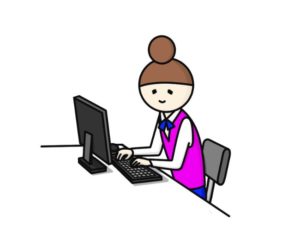 パソコンで仕事している女性